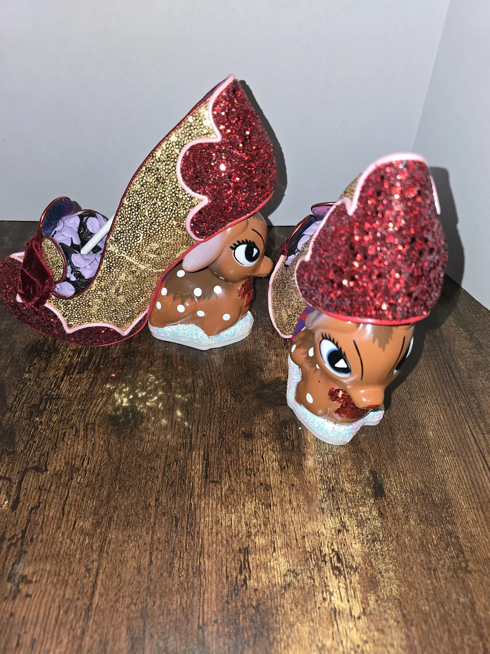 Irregular Choice Baby Deer Glitter Red Bow Heels - Picture 6 of 10